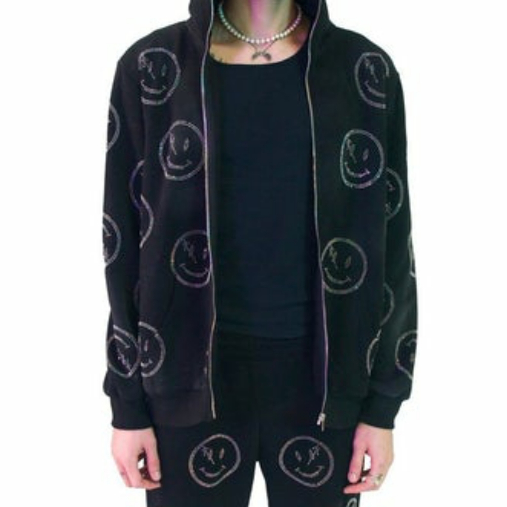 Retrovert Black Smiley Hoodie